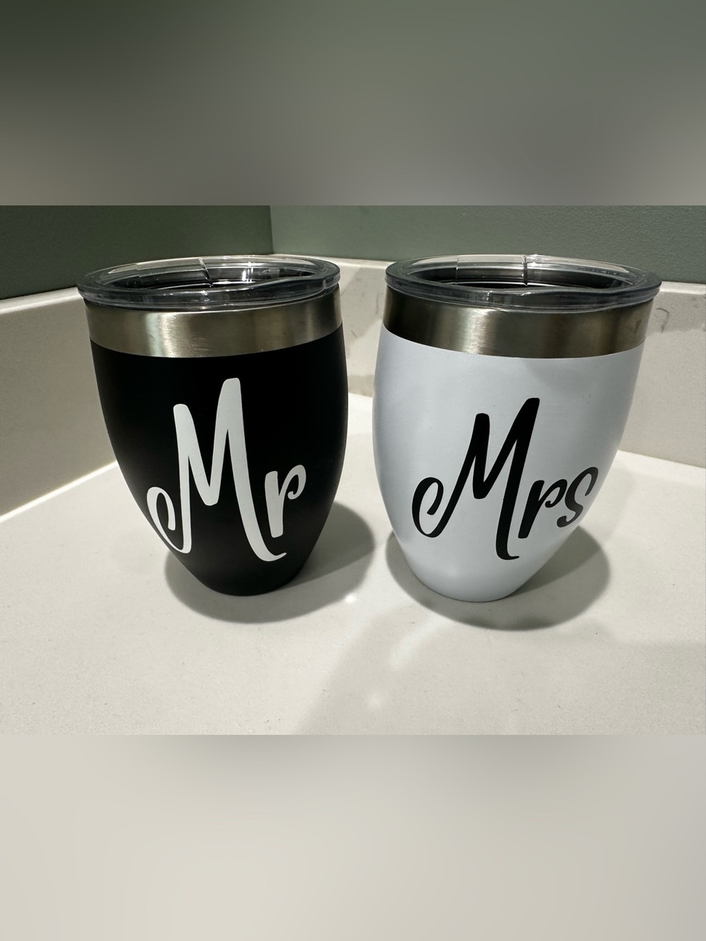 Tervis Mr & Mrs Wedding Stainless Steel Tumbler Bride Groom 12 Oz  With Lid